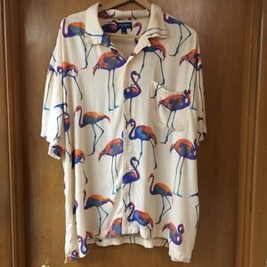 Soft feel men’s Flamingo Hawaiian shirt